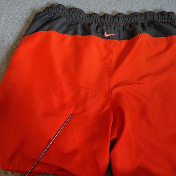 Vintage Nike Swim Shorts Size XL Orange Center Swoosh Lined - Picture 14 of 16